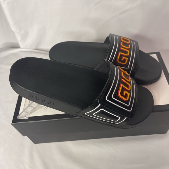 Gucci leather black slippers mens size US 6( Gucci size 6, women size US 8) new - Picture 8 of 16